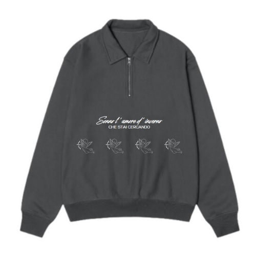 Half Zip Polo Black Oyster